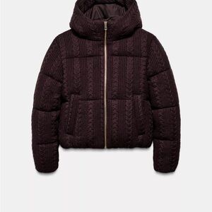 Zara Dark Brown Quilted Jacket NWT